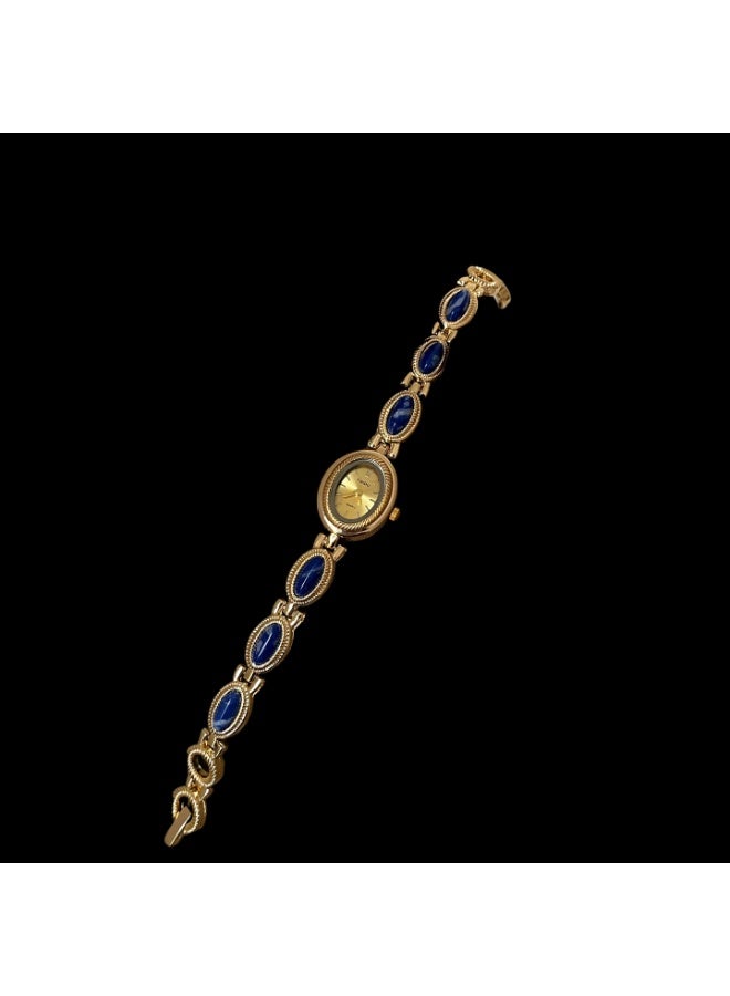NAIDU Retro Palace-Style Jade Oval Small Dial Bracelet Watch for Women - Image 1