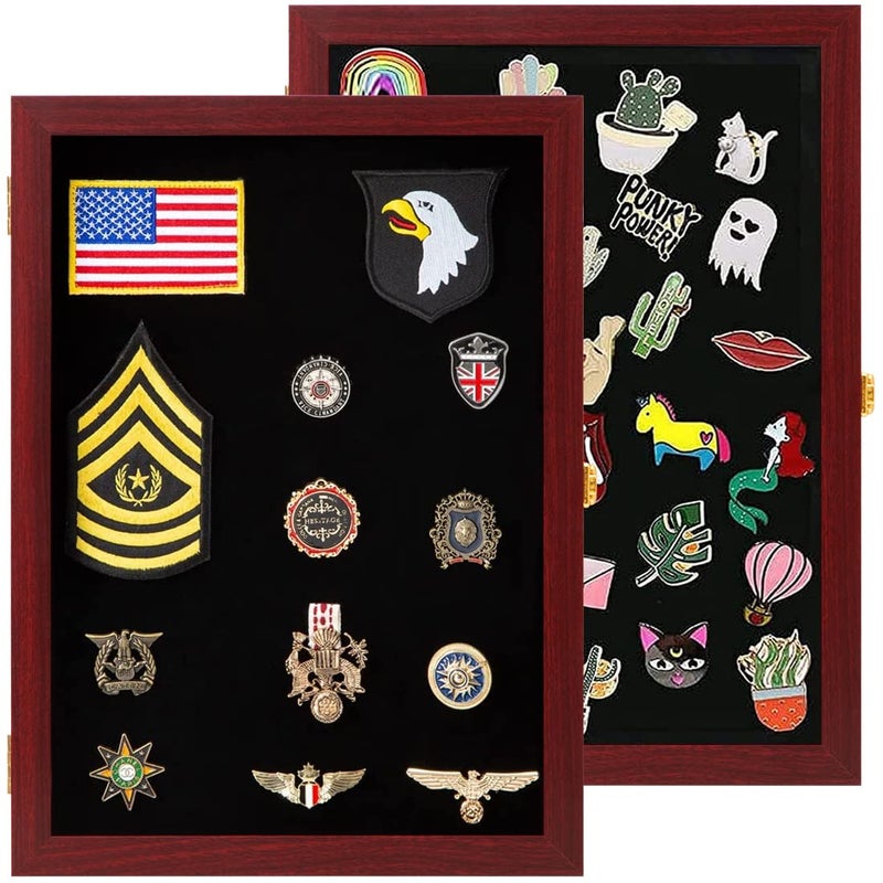 VERANI Pin Display Case 14x19 Pin Collection Display Box Military Medal Display Frame with Uv Protection Acrylic Door for Beach Tags Jewelry Insignia Ribbons Patches Insignia Ribbons Sport Pins