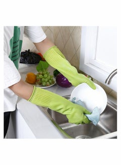 Y&D 2 Pairs Of Durable Cleaning Gloves Reusable Non Slip Rubber Long Sleeve Waterproof Household Dishwashing To Protect Hands Soft And Comfortable Premium Kitchen  - Image 3