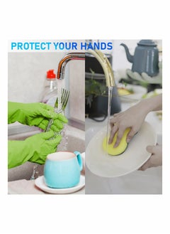 Y&D 2 Pairs Of Durable Cleaning Gloves Reusable Non Slip Rubber Long Sleeve Waterproof Household Dishwashing To Protect Hands Soft And Comfortable Premium Kitchen  - Image 4