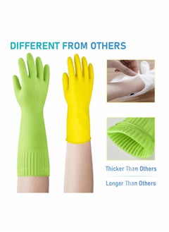 Y&D 2 Pairs Of Durable Cleaning Gloves Reusable Non Slip Rubber Long Sleeve Waterproof Household Dishwashing To Protect Hands Soft And Comfortable Premium Kitchen  - Image 5