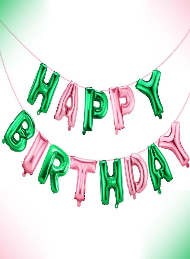 Charnoel Pink and Green Birthday Decorations Banner Balloon Witch Birthday Party 16 Inch Foil Balloons Letters Signs Set Inflatable Reusable Party Decor for Boy Girl - Image 1