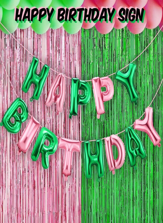 Charnoel Pink and Green Birthday Decorations Banner Balloon Witch Birthday Party 16 Inch Foil Balloons Letters Signs Set Inflatable Reusable Party Decor for Boy Girl - Image 4