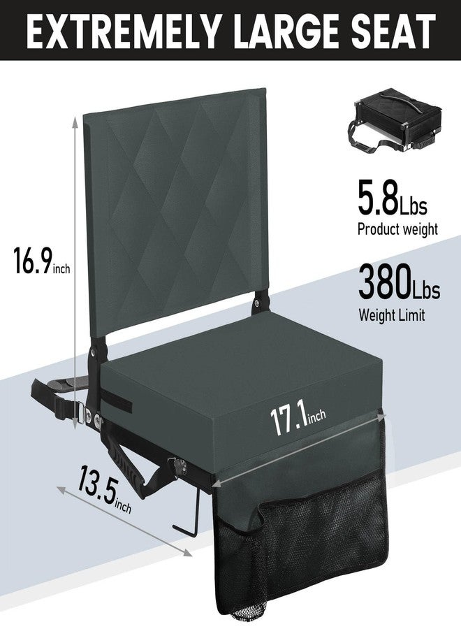 Sheenive Stadium Seats for Bleachers with Back Support, Bleacher Seats with Backs and Cushion Wide, Padded Portable Folding Comfort Stadium Chair with Shoulder Strap, Perfect for Sports Events - Image 2