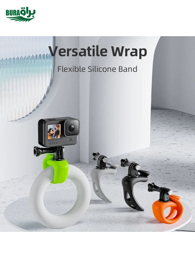 BURAQ - TELESIN Action Camera Mount Silicone Adjustable Mini Flexible Bracket For GoPro HERO / Insta360 / DJI Action Camera(Orange) - Image 1