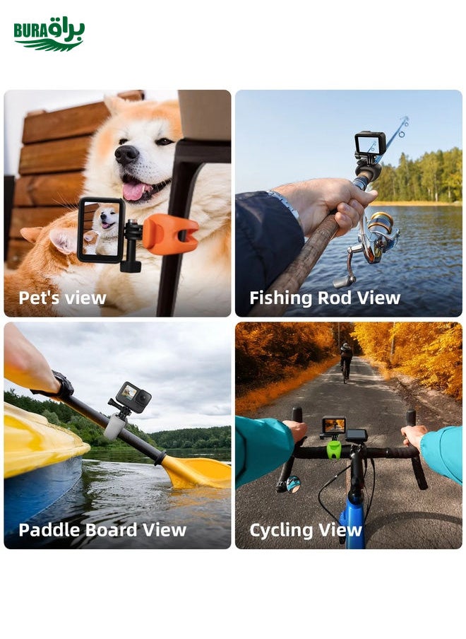 BURAQ - TELESIN Action Camera Mount Silicone Adjustable Mini Flexible Bracket For GoPro HERO / Insta360 / DJI Action Camera(Orange) - Image 1