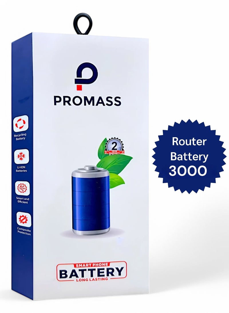 Promass Replacement Lithium Battery for Portable Router 3000 Amp, Super Capacity High Quality Battery - Image 1