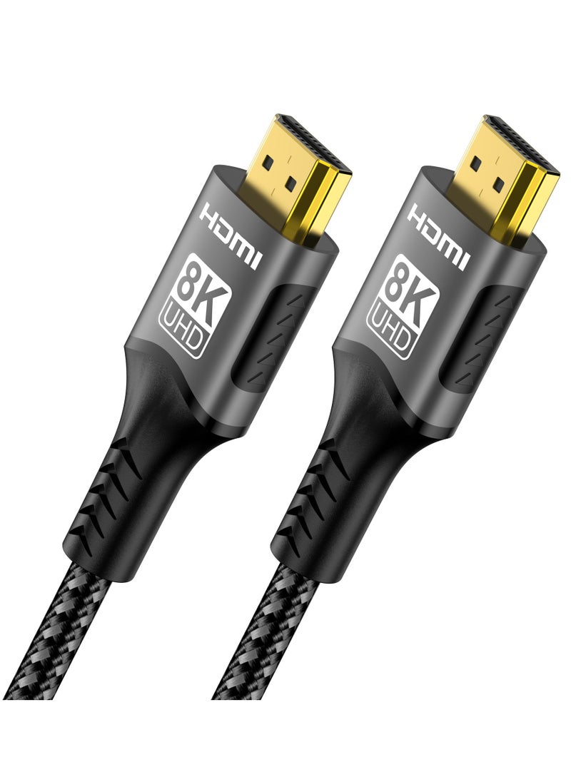 Qubits Connect Premium HDMI 2.1 8K Cable 6.6FT/2M – Ultra High Speed 48Gbps | 8K@60Hz, 4K@240Hz/144Hz/120Hz | 19-Core Braided HDMI Cord with Gold-Plated Connectors – eARC, HDR10+, VRR, Dolby Atmos, HDCP 2.2 & 2.3, Compatible with PC/Laptop/Xbox/Play Station 5/Mac/TV Box/8K TV/Monitor/Projector RTX GPU and more  - Image 2