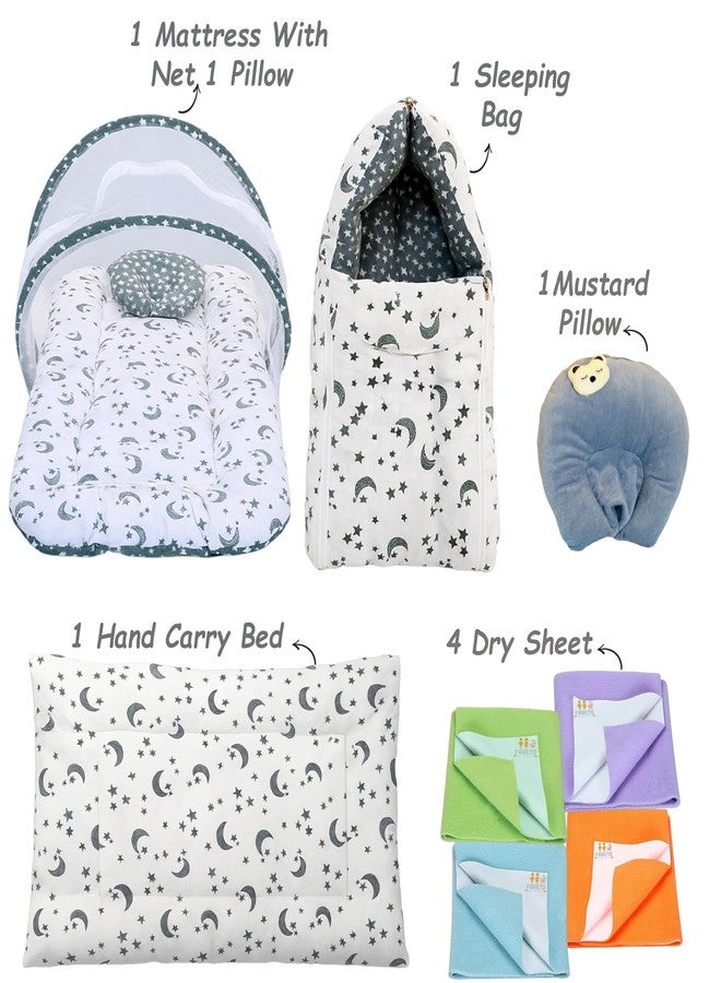 Infantbond by Fareto Newborn Baby Essentials Combo Set - 9 in 1 All-Season Hospital Care Kit for Newborns (0-6 Months) | Complete Baby Gift Set | Baby Products All New Born Combo(Grey Moon) - Image 2