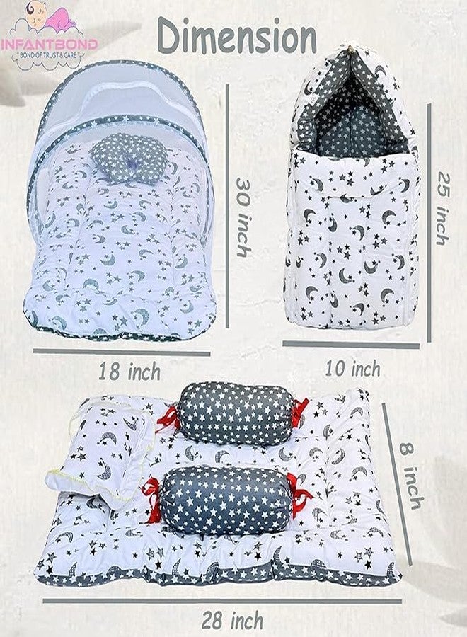 Infantbond by Fareto Newborn Baby Essentials Combo Set - 9 in 1 All-Season Hospital Care Kit for Newborns (0-6 Months) | Complete Baby Gift Set | Baby Products All New Born Combo(Grey Moon) - Image 3