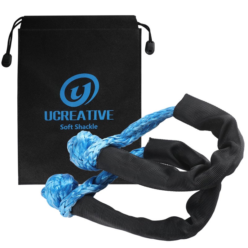 Ucreative 2Pcs Synthetic Soft Shackle 1/2 Inch x 22 Inch (56,000lbs Breaking Strength) with Extra Sleeves (Blue) - Image 1