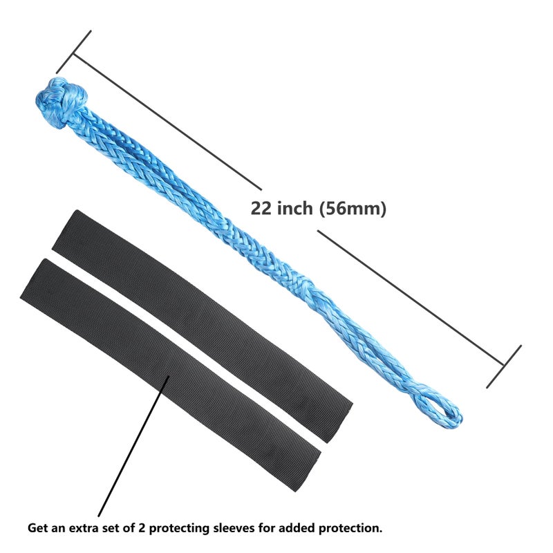 Ucreative 2Pcs Synthetic Soft Shackle 1/2 Inch x 22 Inch (56,000lbs Breaking Strength) with Extra Sleeves (Blue) - Image 3
