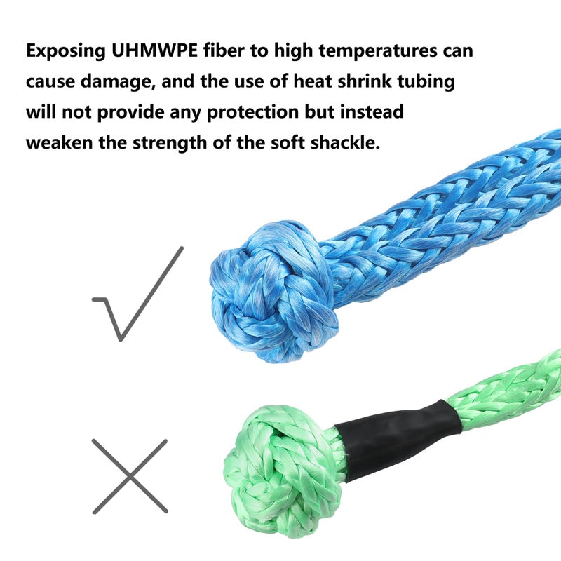 Ucreative 2Pcs Synthetic Soft Shackle 1/2 Inch x 22 Inch (56,000lbs Breaking Strength) with Extra Sleeves (Blue) - Image 2