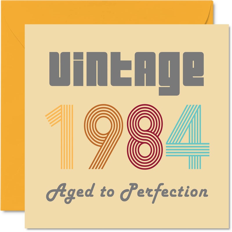 Stuff4 41st Birthday Cards for Men Women - Vintage 1984 Aged To Perfection - 41 Birthday Card Funny for Her Him  5.7 x 5.7 Inch Best Friend Birthday Greeting Cards for Mom Dad Papa Brother Sister Uncle Aunt - Image 1