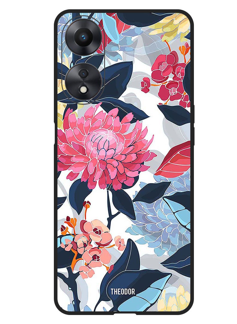 Theodor Protective Case Anti Scratch Shock Proof Bumper Cover For Oppo A98 Pink Flowers Paint - Image 1