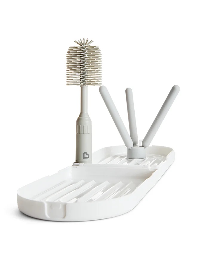 Munchkin Baby Bottle Travel Drying Rack With Silicone Bottle Nipple Brush