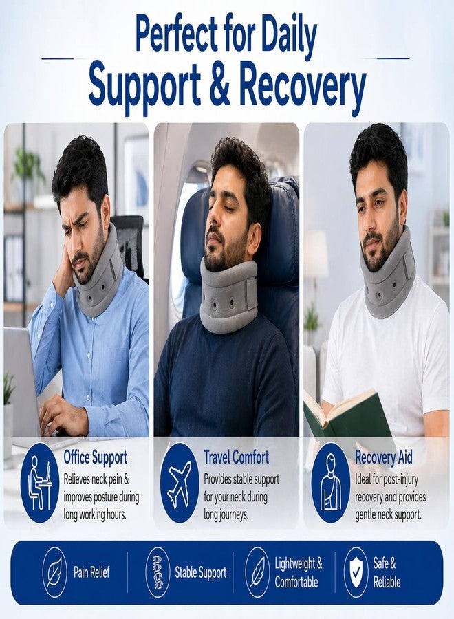Dr Helix Grey Neck Support Belt (S) - Adjustable Cervical Collar for Neck Pain Relief & Posture Support - Ideal for Neck Strain, Whiplash, and Post-Surgery Recovery - (Pack of - 1) - Image 3