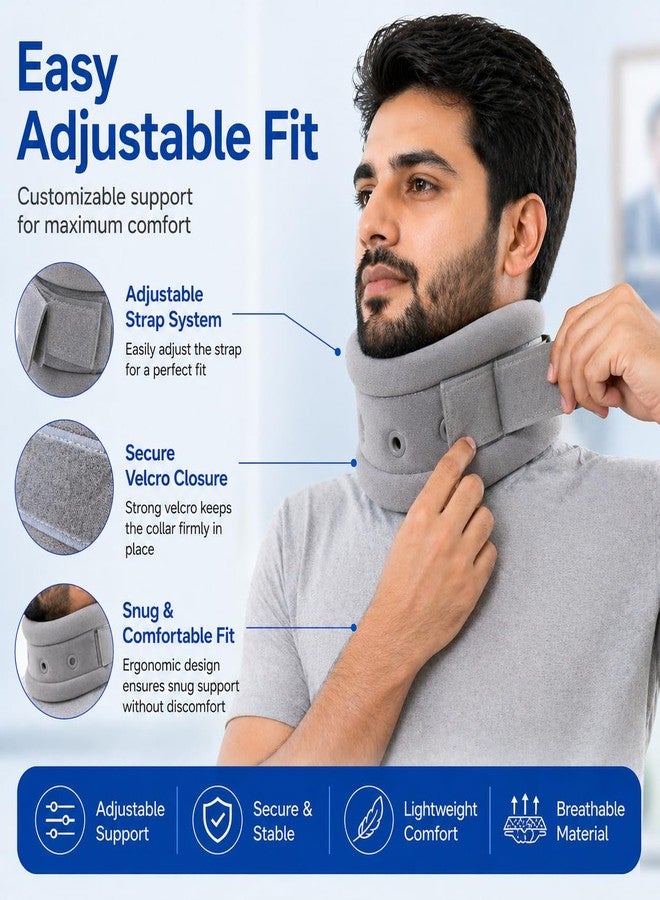 Dr Helix Grey Neck Support Belt (S) - Adjustable Cervical Collar for Neck Pain Relief & Posture Support - Ideal for Neck Strain, Whiplash, and Post-Surgery Recovery - (Pack of - 1) - Image 4