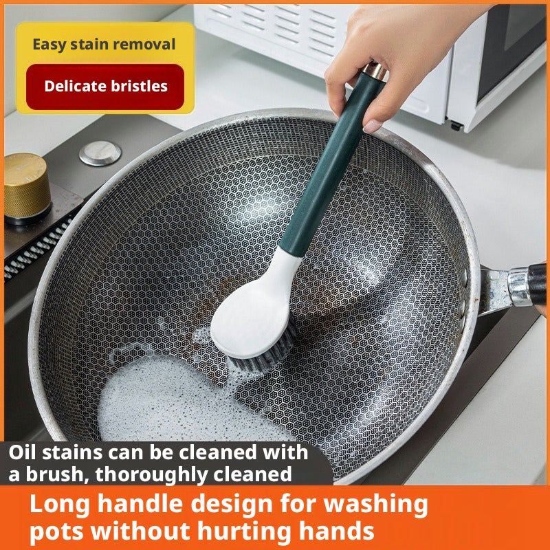 Kitchen Pot Brush Long Handle Non-Stick Cleaning Brush - Image 3