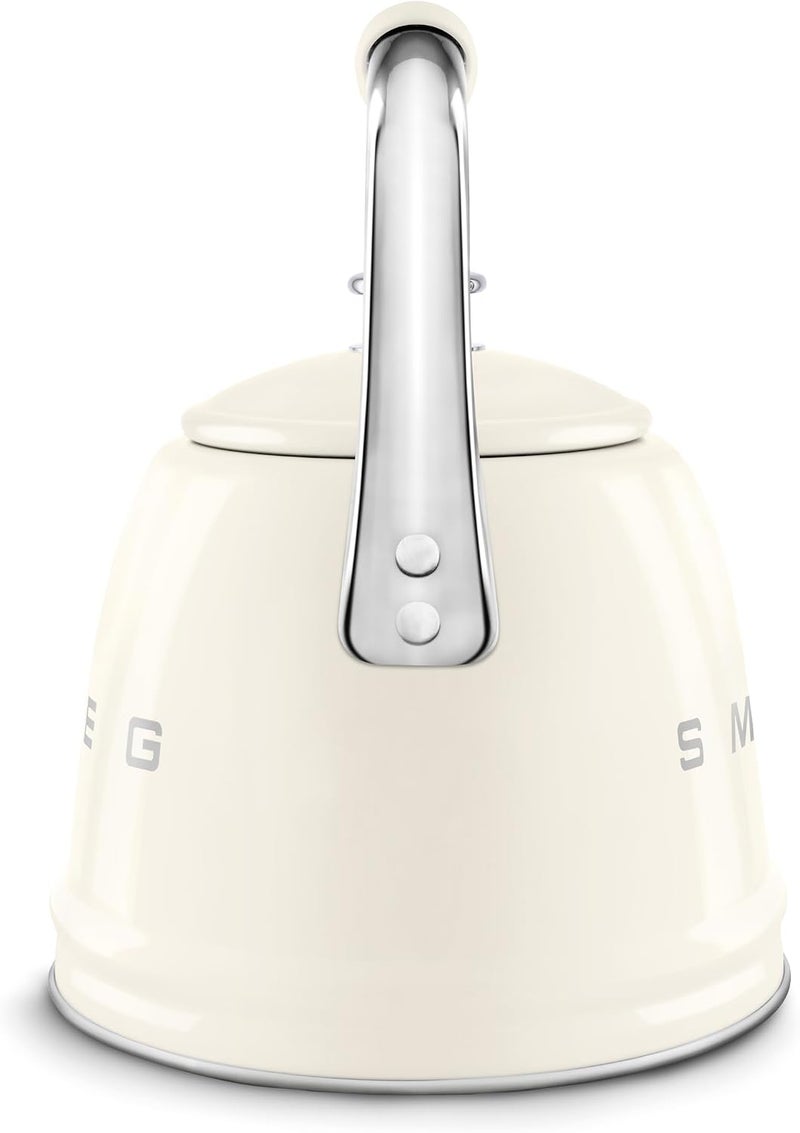SMEG Whistling Kettle WKF01CR – Premium 2.3 L Retro-Style Stainless Steel Tea Kettle, Ergonomic Handle, Italian Design, Cream CKLW2001CR Cream - Image 4