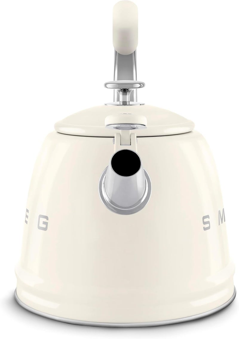 SMEG Whistling Kettle WKF01CR – Premium 2.3 L Retro-Style Stainless Steel Tea Kettle, Ergonomic Handle, Italian Design, Cream CKLW2001CR Cream - Image 2