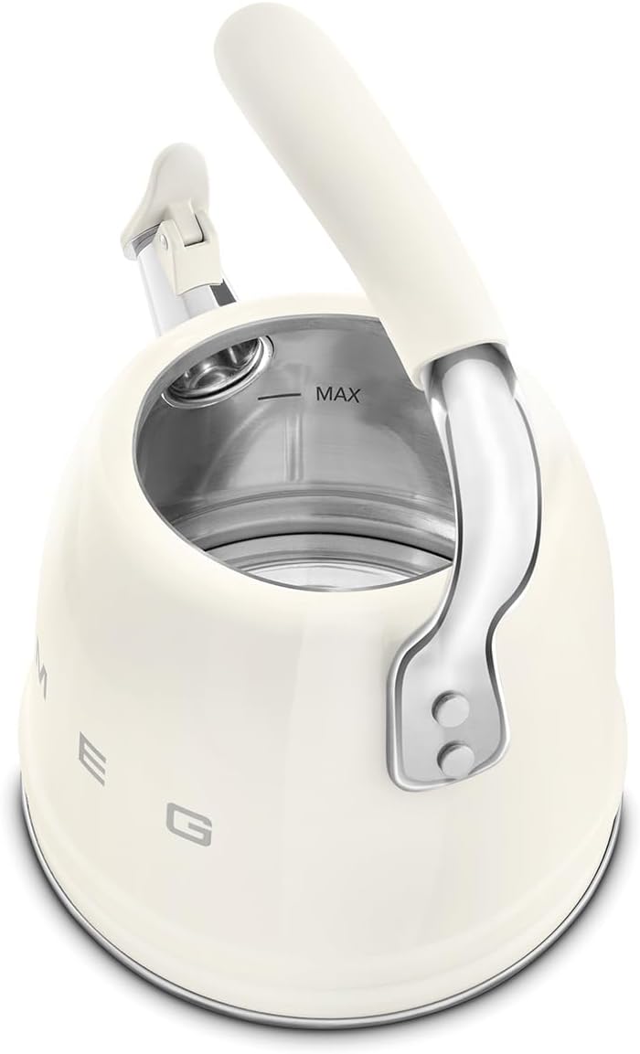 SMEG Whistling Kettle WKF01CR – Premium 2.3 L Retro-Style Stainless Steel Tea Kettle, Ergonomic Handle, Italian Design, Cream CKLW2001CR Cream - Image 5