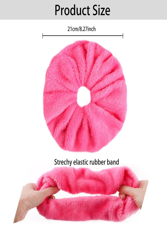 HLTOO 4PCS Big Velvet Scrunchies, Oversized Large Ponytail Holder, Sleep Hair Accessories, for Women and Girls, Black, Beige, Blue, Pink (X Large) - Image 2