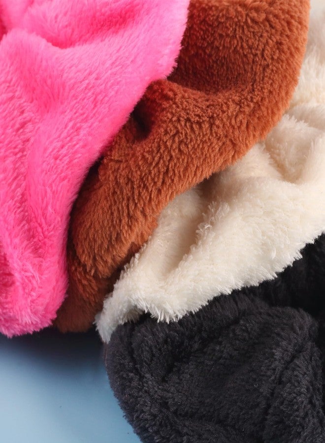 HLTOO 4PCS Big Velvet Scrunchies, Oversized Large Ponytail Holder, Sleep Hair Accessories, for Women and Girls, Black, Beige, Blue, Pink (X Large) - Image 3