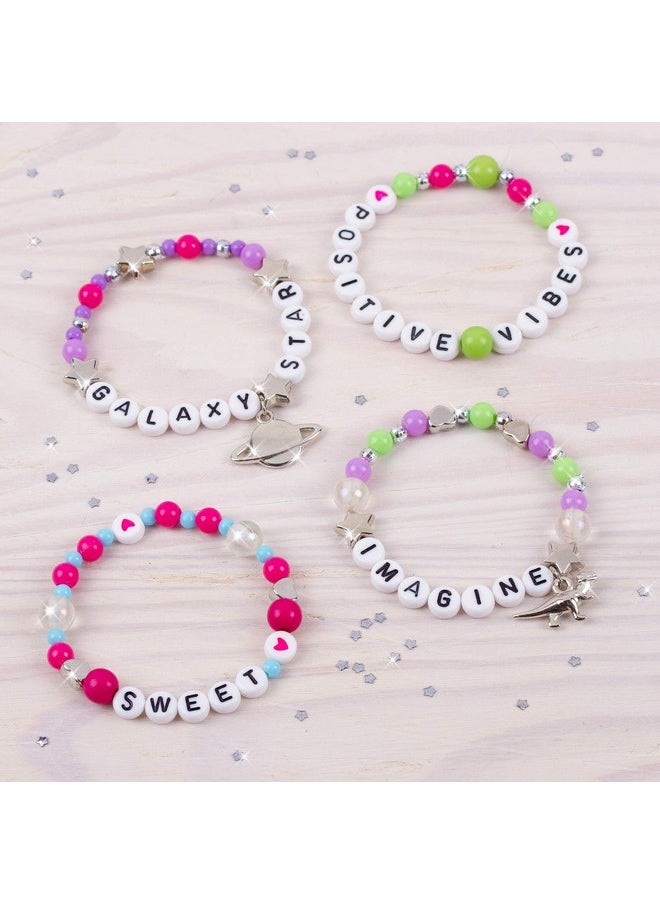Make It Real Make It Real: Block ‘N Rock Bracelets Kit - Create 4 Unique Letter Charm Bracelets, 147 Pieces, Includes Play Tray, All-In-One, DIY Bead Jewelry Kit, Tweens & Girls, Arts & Crafts, Kids Ages 8+  - Image 4