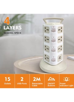 SKY-TOUCH Vertical Tower Power Strip Universal with 14 Charging Multi Plugs 4 USB Ports, Electric Charging Station Surge Protector - pzsku/Z3870380D8A0636E4A6DDZ/45/_/1720522367/25773974-6686-4be1-ad8c-659126717620