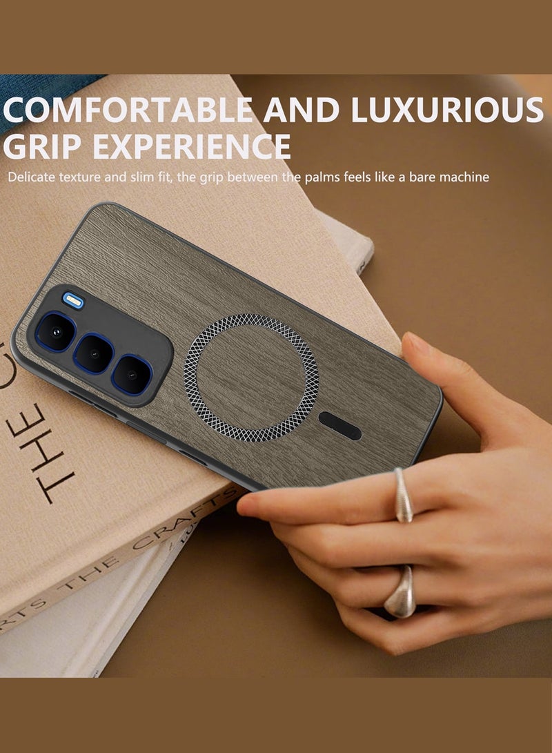 Wtech Infinix Hot 60i 5G 2025 Wood Texture Strong Magnetic Case Plus Shell Shockproof Magsafe Hard PC Rear Case Cover (MCMPMN) - Almond Wood - Image 4
