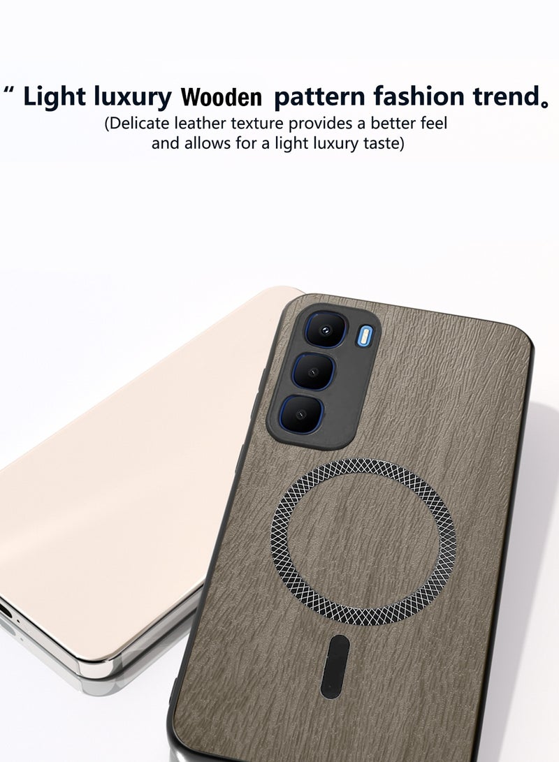 Wtech Infinix Hot 60i 5G 2025 Wood Texture Strong Magnetic Case Plus Shell Shockproof Magsafe Hard PC Rear Case Cover (MCMPMN) - Almond Wood - Image 2