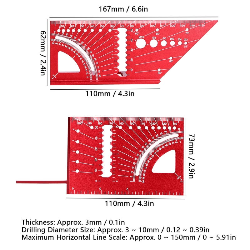 Aluminum Alloy Square Ruler Framing Protractor Angle Measurement Tool For Woodworking - Image 3