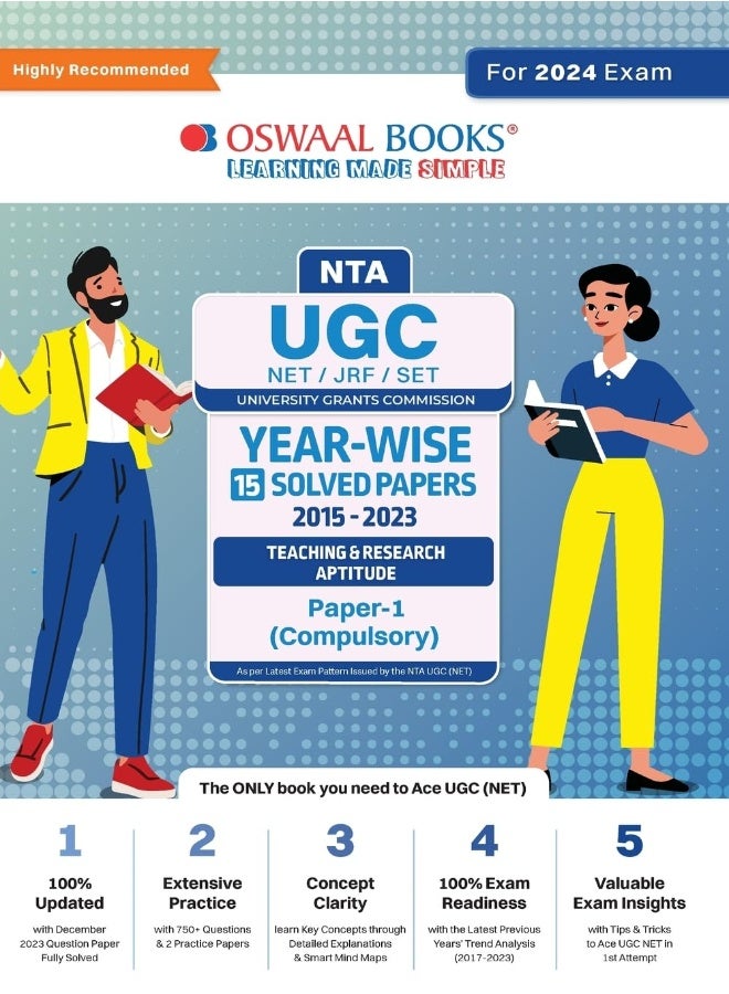 Oswaal NTA UGC NET/JRF/SET Paper-1 (Compulsory) | 15 Year's Solved Papers Teaching & Research Aptitude | Yearwise | 2015-2023 | For 2024 Exam - Image 1