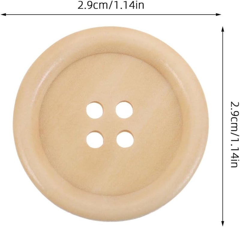 30pcs Natural Wood Round Buttons 30mm with 4 Holes for Handmade Sewing Crafts Clothing and Coat Accessories DIY Projects - Image 2