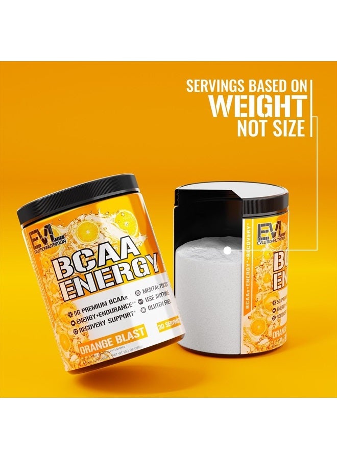 Evlution EVL BCAAs Amino Acids Powder - Rehydrating BCAA Powder Post Workout Recovery Drink with Natural Caffeine - BCAA Energy Pre Workout Powder for Muscle Recovery Lean Growth and Endurance - Orange Blast  - Image 5