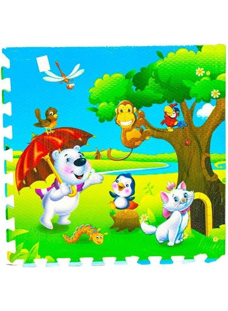 حصيرة أرضية فوم EVA للأطفال 4 قطع 60×60 سم – بلاطات فوم متشابكة ناعمة وغير سامة لمنطقة لعب آمنة للأطفال - Image 3