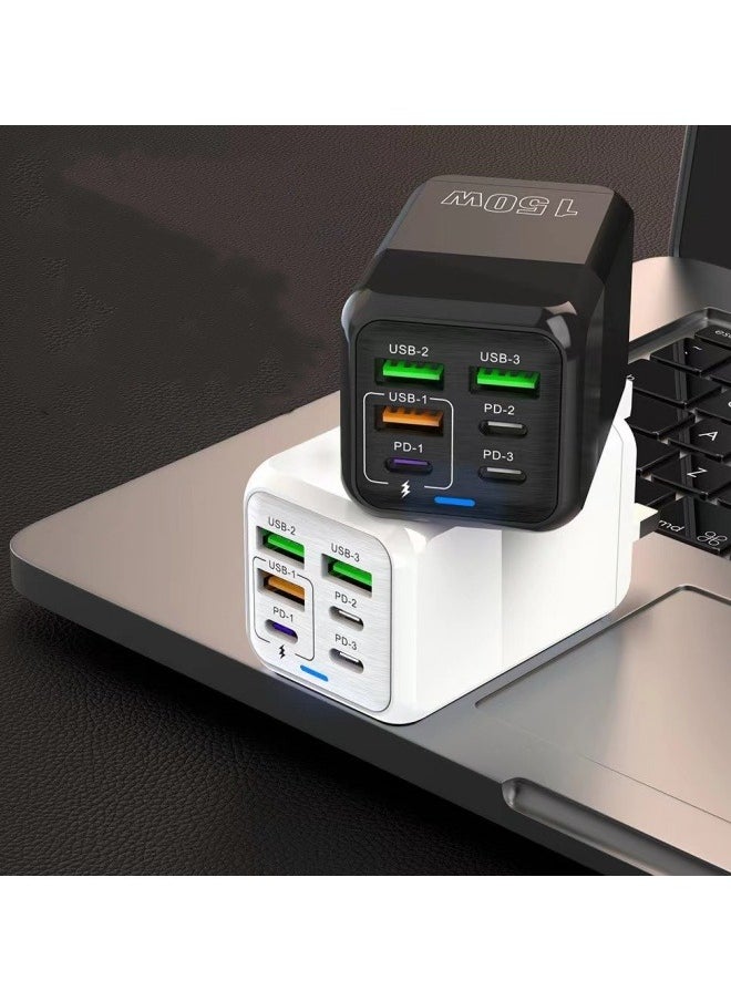 PROEFF 6 Ports 150W Multifunctional Super Fast Charging Adapter Mobile Phone Charger Travel Power Adapter White  - Image 3