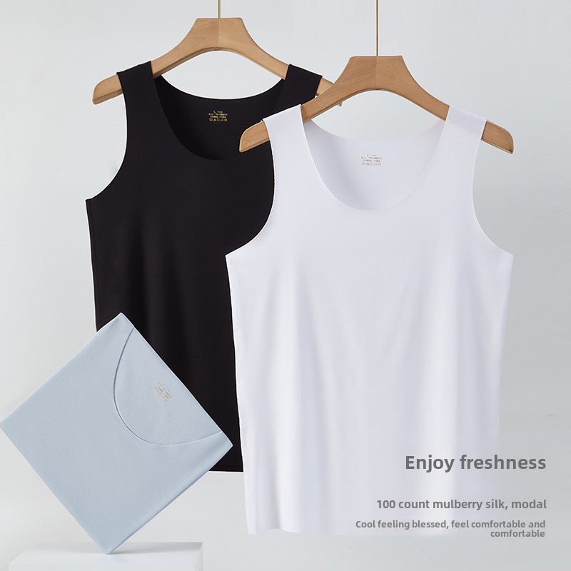 100-Pack Modal Seamless Mens Tank Tops Ultra-thin Summer Sleeveless Shirts Fog gray - Image 5