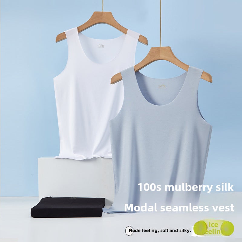100-Pack Modal Seamless Mens Tank Tops Ultra-thin Summer Sleeveless Shirts Fog gray - Image 4