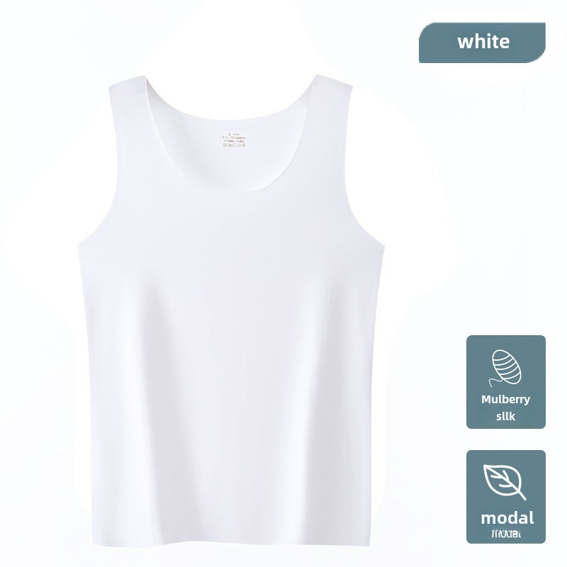 100-Pack Modal Seamless Mens Tank Tops Ultra-thin Summer Sleeveless Shirts Fog gray - Image 3