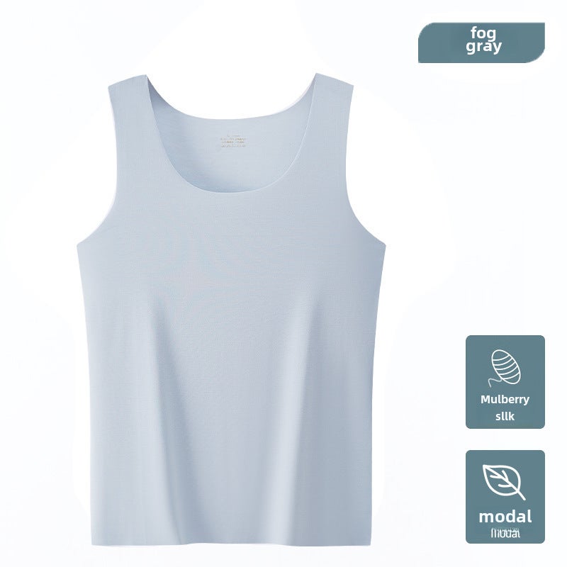 100-Pack Modal Seamless Mens Tank Tops Ultra-thin Summer Sleeveless Shirts Fog gray - Image 1