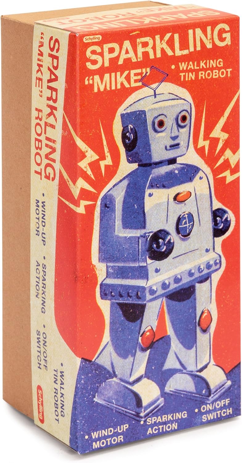 Tobar Schylling Sparkling Mike Retro Wind-Up Robot Toy - Grey - Image 2