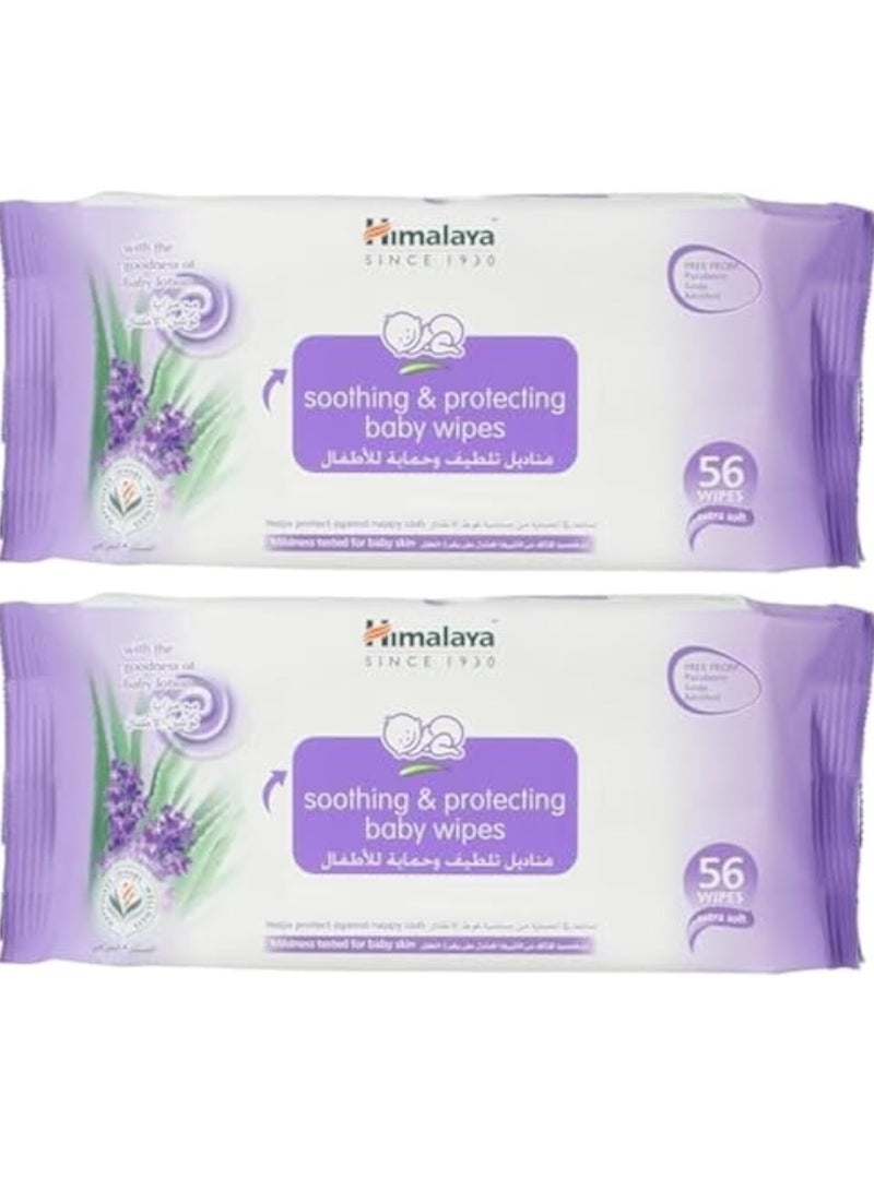 Himalaya Two Pieces of Soothing And Protecting Baby Wipes 56 Wipes