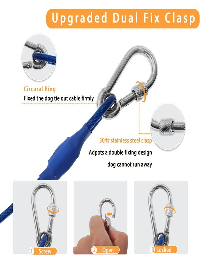 TTZEZE Dog Tie Out Cable,304 Stainless Steel Dog Leads,TTZEZE Heavy Duty Long Dog Chains,Chew Proof Dog Leash Lines Tether 1PCS Dog Leash Cables for Small to Large Dogs Outdoor Camping Yard 25ft, Blue - Image 4