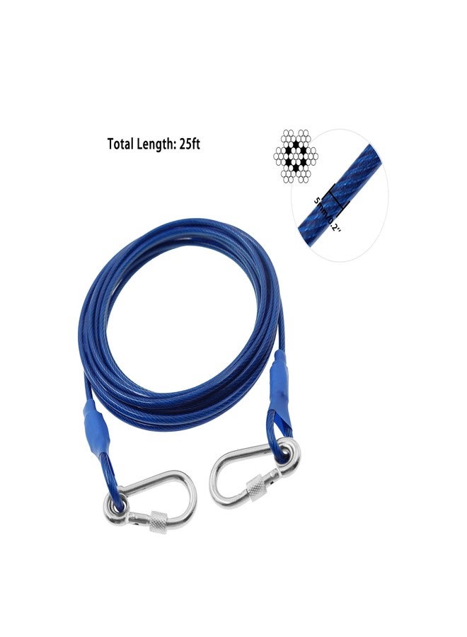 TTZEZE Dog Tie Out Cable,304 Stainless Steel Dog Leads,TTZEZE Heavy Duty Long Dog Chains,Chew Proof Dog Leash Lines Tether 1PCS Dog Leash Cables for Small to Large Dogs Outdoor Camping Yard 25ft, Blue - Image 2