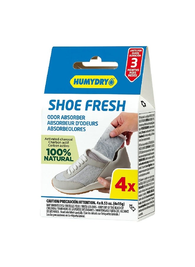 هيوميدري USA6400B12 مزيل الروائح الكريهة من الأحذية 4 قطع مع الفحم النشط رمادي 10.6 × 13.2 × 10.6 سم - Image 1