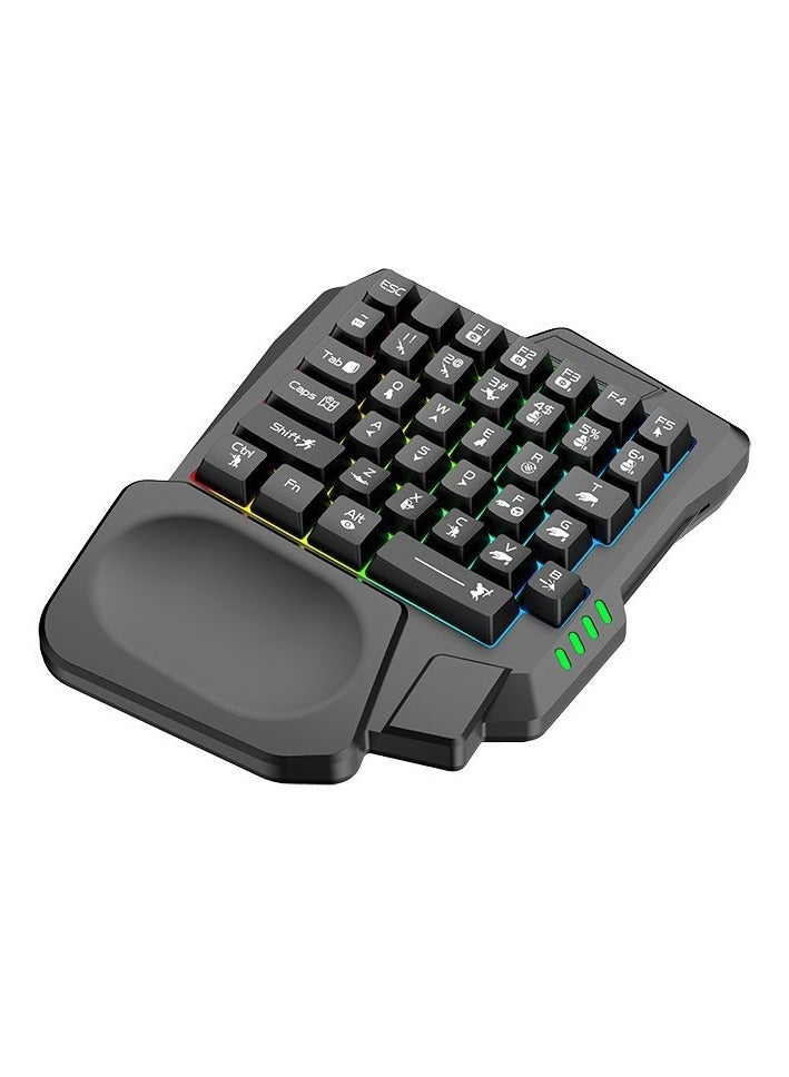 لوحة مفاتيح ميكانيكية للألعاب بيد واحدة مع إضاءة RGB، تحتوي على 35 مفتاحًا، لوحة مفاتيح صغيرة محمولة للألعاب، لوحة مفاتيح بيد واحدة، متوافقة مع PS4/Xbox One/الكمبيوتر المحمول/الكمبيوتر الشخصي مع كاب - Image 1