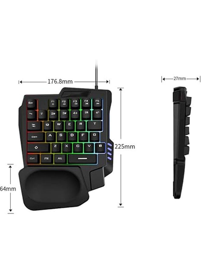 لوحة مفاتيح ميكانيكية للألعاب بيد واحدة مع إضاءة RGB، تحتوي على 35 مفتاحًا، لوحة مفاتيح صغيرة محمولة للألعاب، لوحة مفاتيح بيد واحدة، متوافقة مع PS4/Xbox One/الكمبيوتر المحمول/الكمبيوتر الشخصي مع كاب - Image 5
