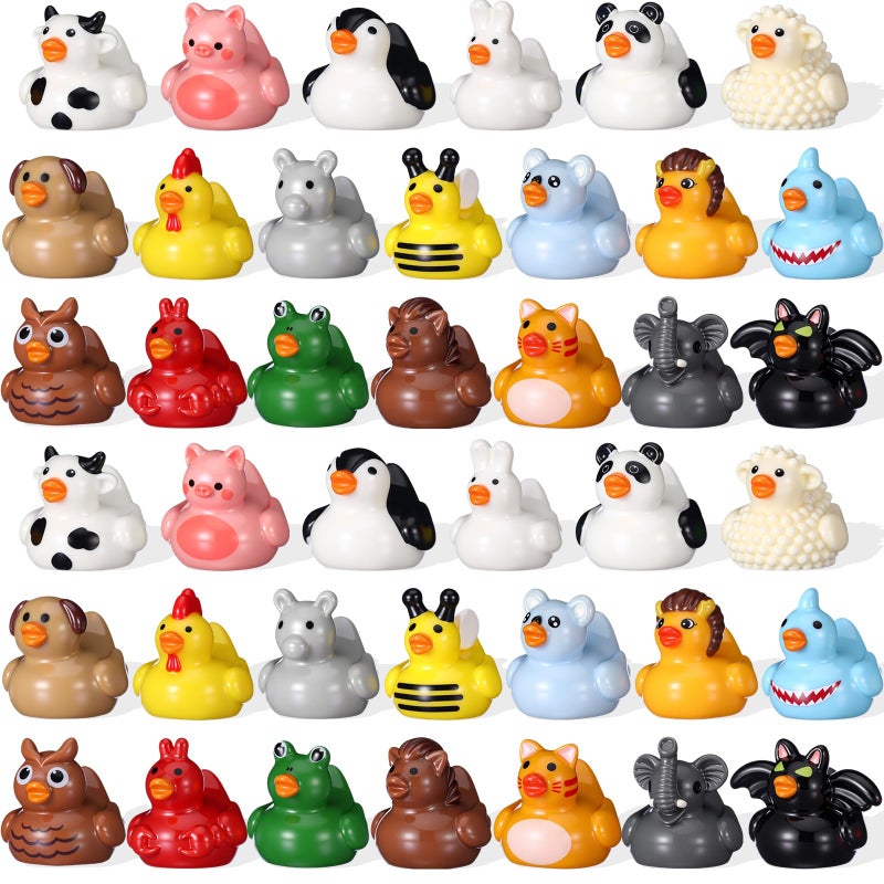 Soulchen 60 Pcs Mini Resin Animals Ducks Tiny Resin Animals Figures Elephant Bee Axolotl Flamingo Small Little Ducks Miniature Gift Decor for Craft Garden Landscape Ornament Potted Decoration Vivid - Image 2